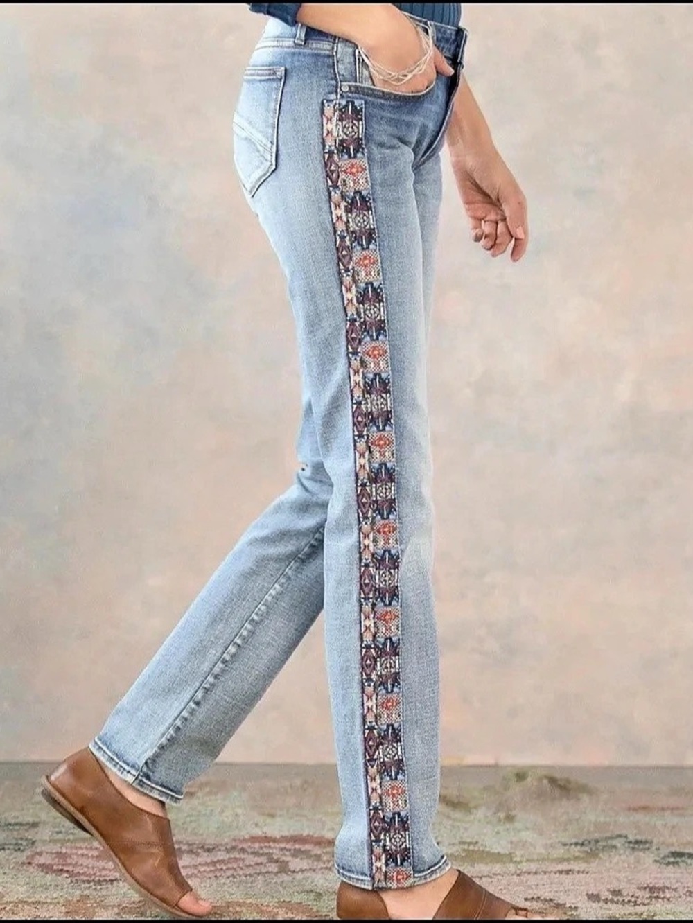 Driftwood Audrey Straight Leg Jeans in Blue Waist 30